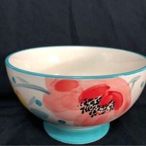 Pioneer Woman Bloom Dots 6" Turquoise Footed Bowl Stoneware Model 29150ZU VT